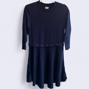 Cremieux Navy Mixed Media Dress (Large)